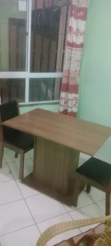 Conjunto Mesa de jantar Tampo de Madeira 2 cadeiras 