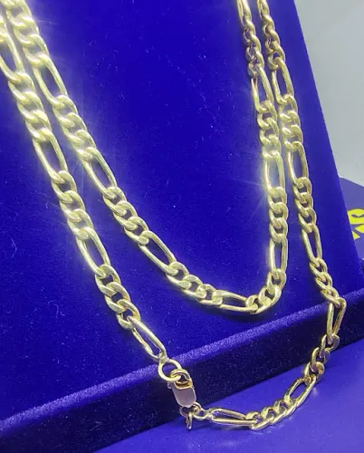 Cordão Correntes Elos 3x1 Ouro 18 Kilates Peso 14.00 Gramas 60 Cm 4 mm Oco