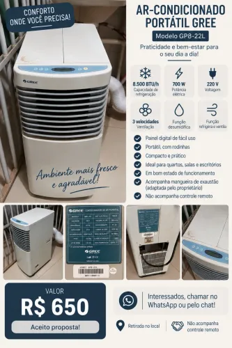 Ar-condicionado portátil Gree 8.500 BTU - 220V