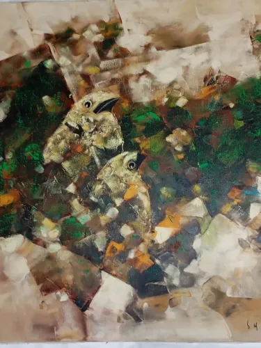 Tela a Óleo artista Shiro Niwa, Japão