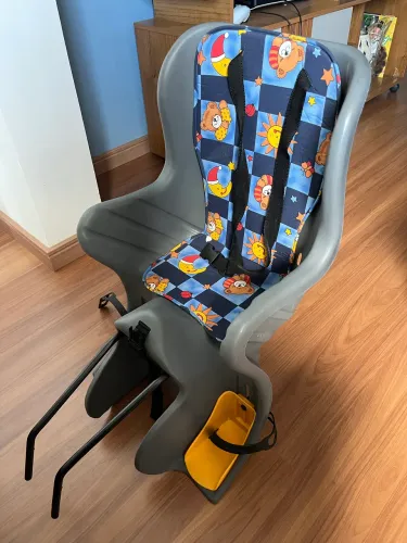 Cadeirinha Infantil de Bicicleta - Fixação Traseira Quadro Engate Rapido - Cinza