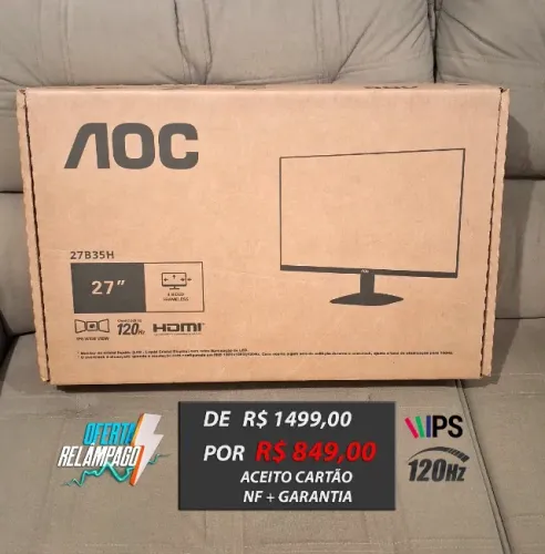 [LACRADO] Monitor AOC 27" IPS 120Hz 1ms Full-HD (Aceito Cartão)