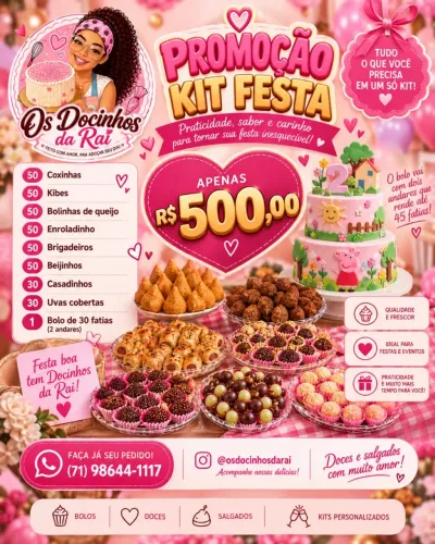 Bolo, salgados e doces