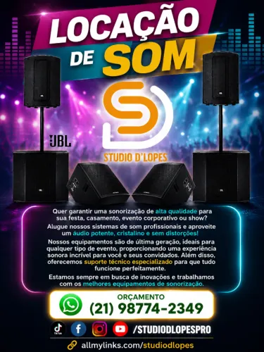 LOCAÇÃO DE SOM PROFISSIONAL - STUDIO D'LOPES 