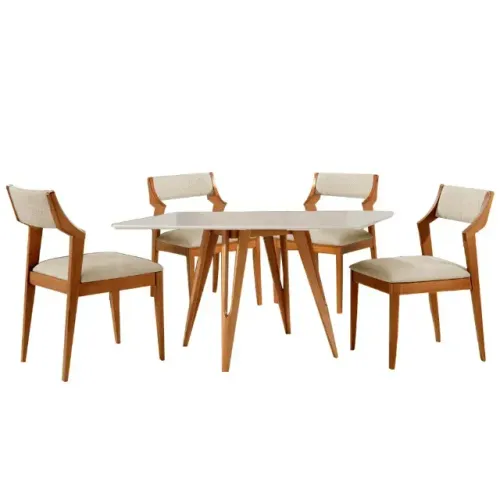 Pronta entrega! Mesa Sparta com 4 Cadeiras Sparta em Linho 120x90 - Pague no ato;