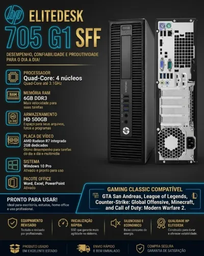 CPU - Computador  4 QuadCore 3.1GHz - 6GB de RAM - HD 500GB