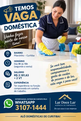 Doméstica para Curitiba/Pilarzinho
