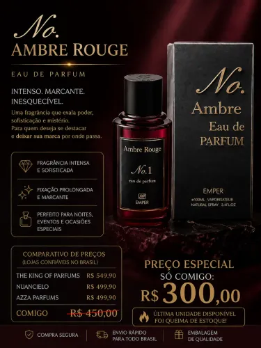 Perfume No. Ambre Rouge Eau de Parfum 100ml Original | Luxo, Alta Fixação e Projeção
