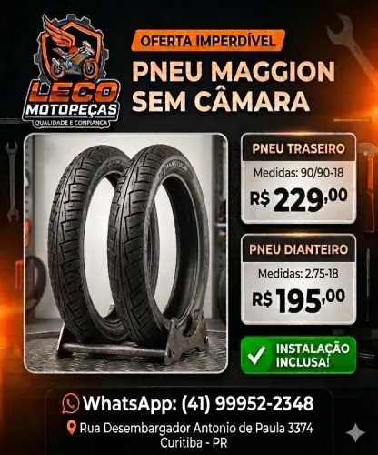 Pneus Maggion CG160, 150, 125, YBR, Factor, Fazer150, Yes...