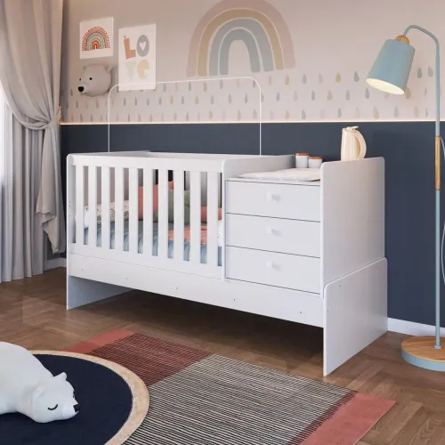 Berço Montreal Semi-novo 3 Gavetas Vira Cama Solteiro