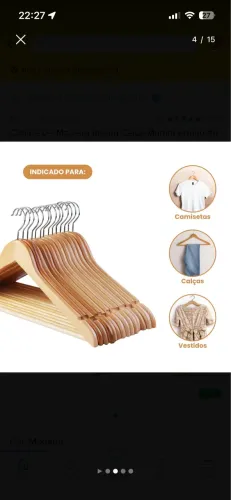 Lote cabides de madeira com 10 