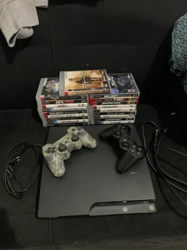 Ps3 Slim + 20 Jogos Originais + 2 Controles + Cabos