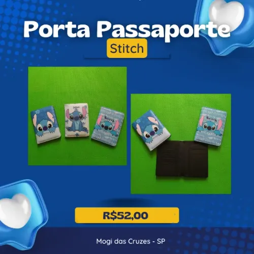 Porta passaporte stitch - Dia das Crianças