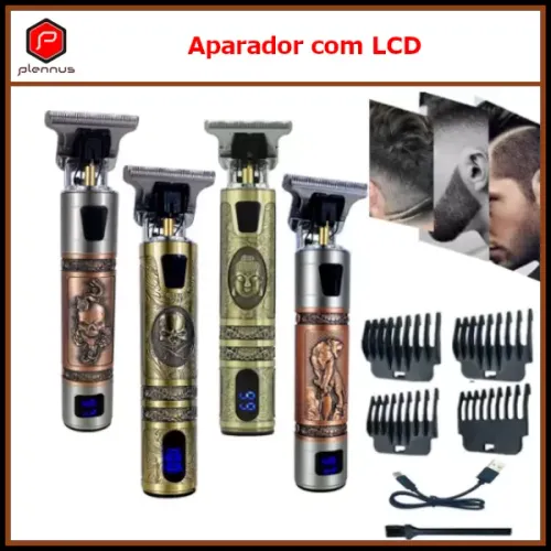 Aparador Barbeador Máquina De Cortar Cabelo Barba Profissional Com Led C/ Display z374