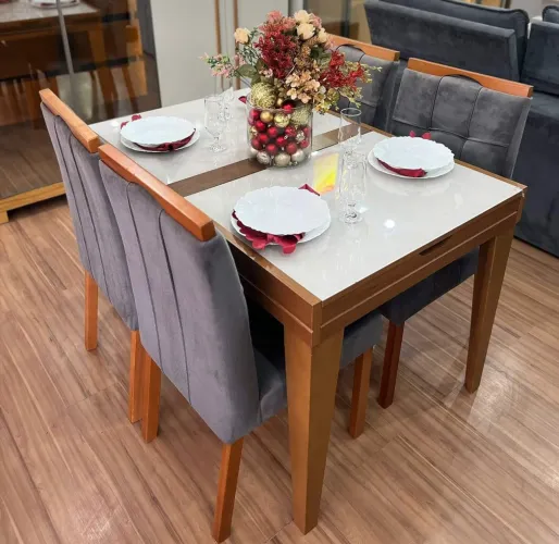 Mesa de Jantar Extensível com 4 Cadeiras Vegas r653