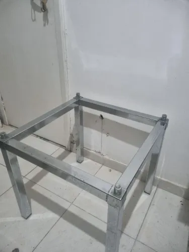 Tampo Base Pé De Mesa Centro Inox 56x 56x 54cm Vidro Pedra Madeira
