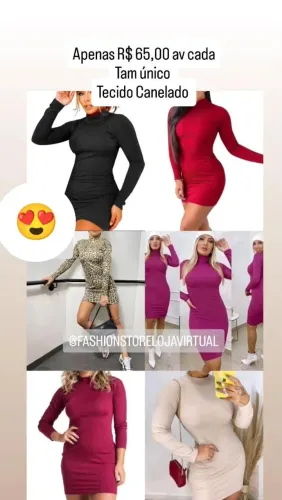 Vestidos Canelados de manga longa - Apenas R$ 65,00!