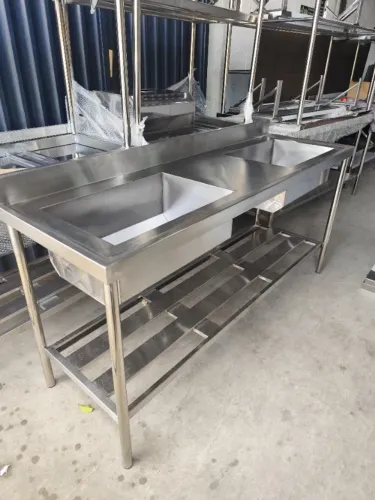 Pia de Inox 1,80m (C) x 0,60m (L) Reforçada - Feito em Aço Inox