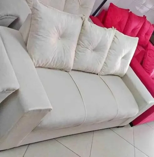 Sofá almofadado em suede 3 lugares de fábrica