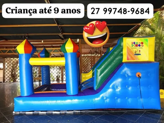 Tobogã com Piscina de Bolinha, Futebol de Sabão,Pula pula, Guerra de Contente....