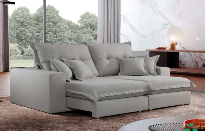 Sofá Retrátil Reclinável 2,30m Panamá Molas Ensacadas t08