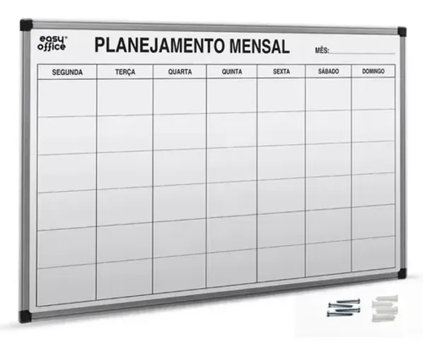 Quadro Branco de Planejamento Mensal 90x60cm - Easy Office