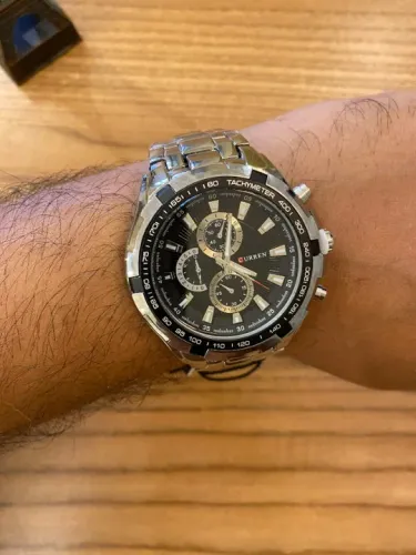 Relógio Masculino Pulseira Aço Inox Quartzo Curren 8023 Cor da correia Prateado