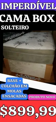 Cama Box Solteiro Imperdivel - Base + Colchão em Molas Ensacadas