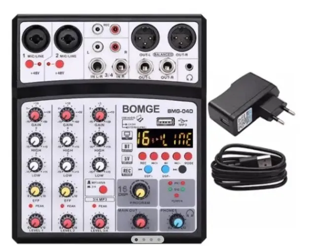 Mesa Bomge mixer 4 canais de Áudio Bt 16 Dsp