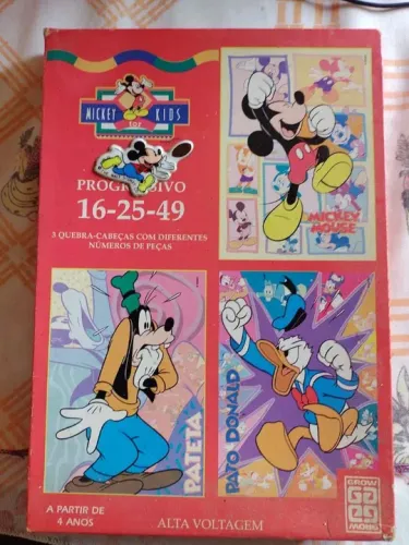 Quebra Cabeça Progressivo Mickey Mouse Pateta e Pato Donald Anos 80 da Grow Quase Completo