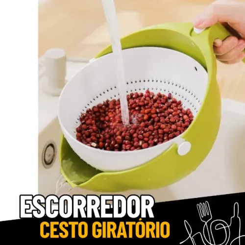 Escorredor Com Cesto Giratório De Duas Camadas Para Alimentos _ CS330