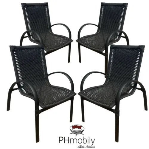 04 CADEIRAs PEIXARA DE ALUMÍNIO COM FIBRA SINTÉTICA PARA AREÁ EXTERNA E INTERNA