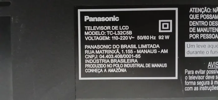 TV Panasonic com defeito