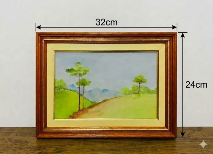 Quadro Vintage Pintura A Óleo Paisagem Moldura Madeira 32x24