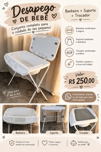 Banheira Kiddo + trocador e suporte