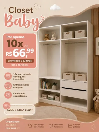 Closet baby infantil em mdf 