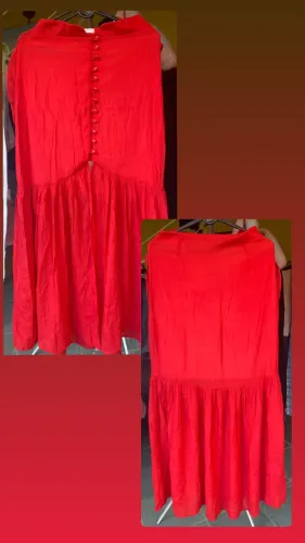 Conjunto Blossom Saia Midi e Cropped Vermelho