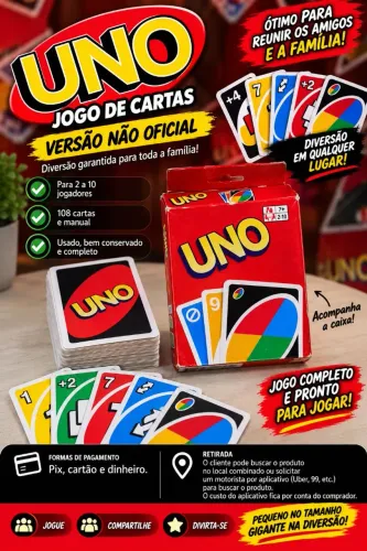 Jogo de Cartas UNO Tipo Baralho Completo com Regras