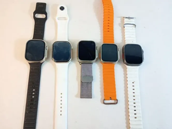 Lote Sucata 5 Smartwatches Para Peças / Conserto + 5 Pulseiras (Estilo Apple Watch)