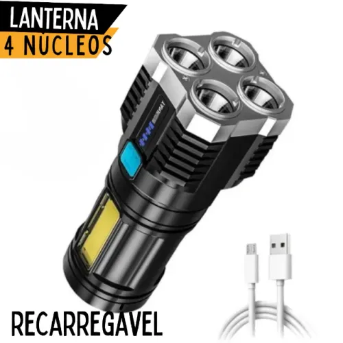 Lanterna Led à Prova D?água 4 Núcleos Potente Usb Recarregável _ EL161