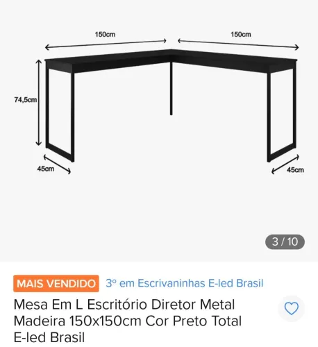 Mesa de escritório em L