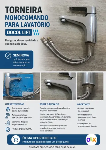 Torneira manocomando para lavatório