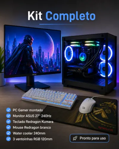 PC Gamer Completo Ryzen 5 5500, RX 7600, 16GB + Monitor ASUS 27? 240Hz