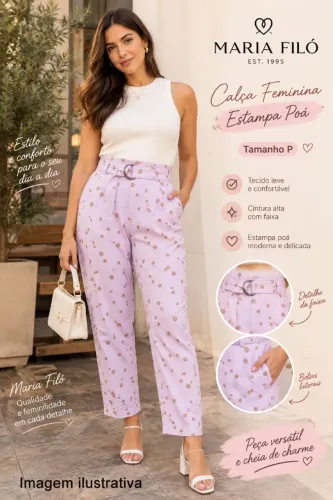 calça clochard maria filó lavanda poá p