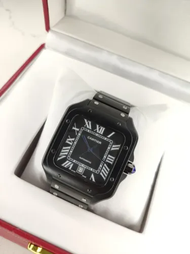 Relógio Cartier Santos Dumont BLACK 40mm automático RECEBEU VOCE PAGA 10X SEM JUROS