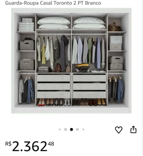 Vendo Guarda-roupa casal, 2 portas de correr, Toronto Plus