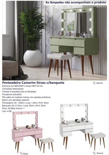 Penteadeira Strass com banqueta