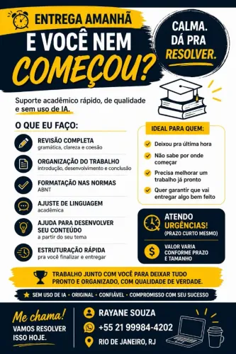Trabalhos, artigos, revisão de texto e tcc