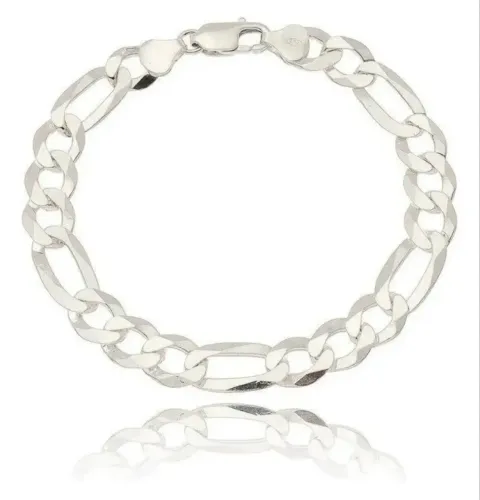 Pulseira prata legítima 925 modelo 3x1 8mm 21cm