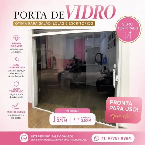 PORTA DE VIDRO PARA FACHADA DE COMÉRCIO ? 2,15 × 2,50 m